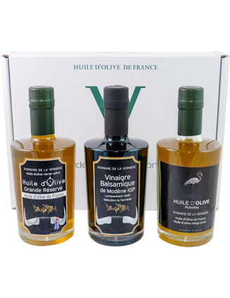 Coffret Trio 2 Huiles -1 Vinaigre - 3 bouteilles de 350ml